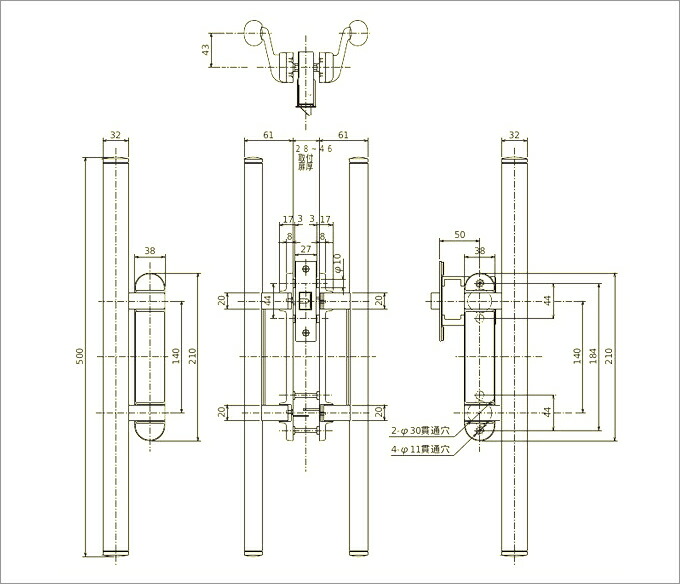 PPR-T プッシュプル錠寸法