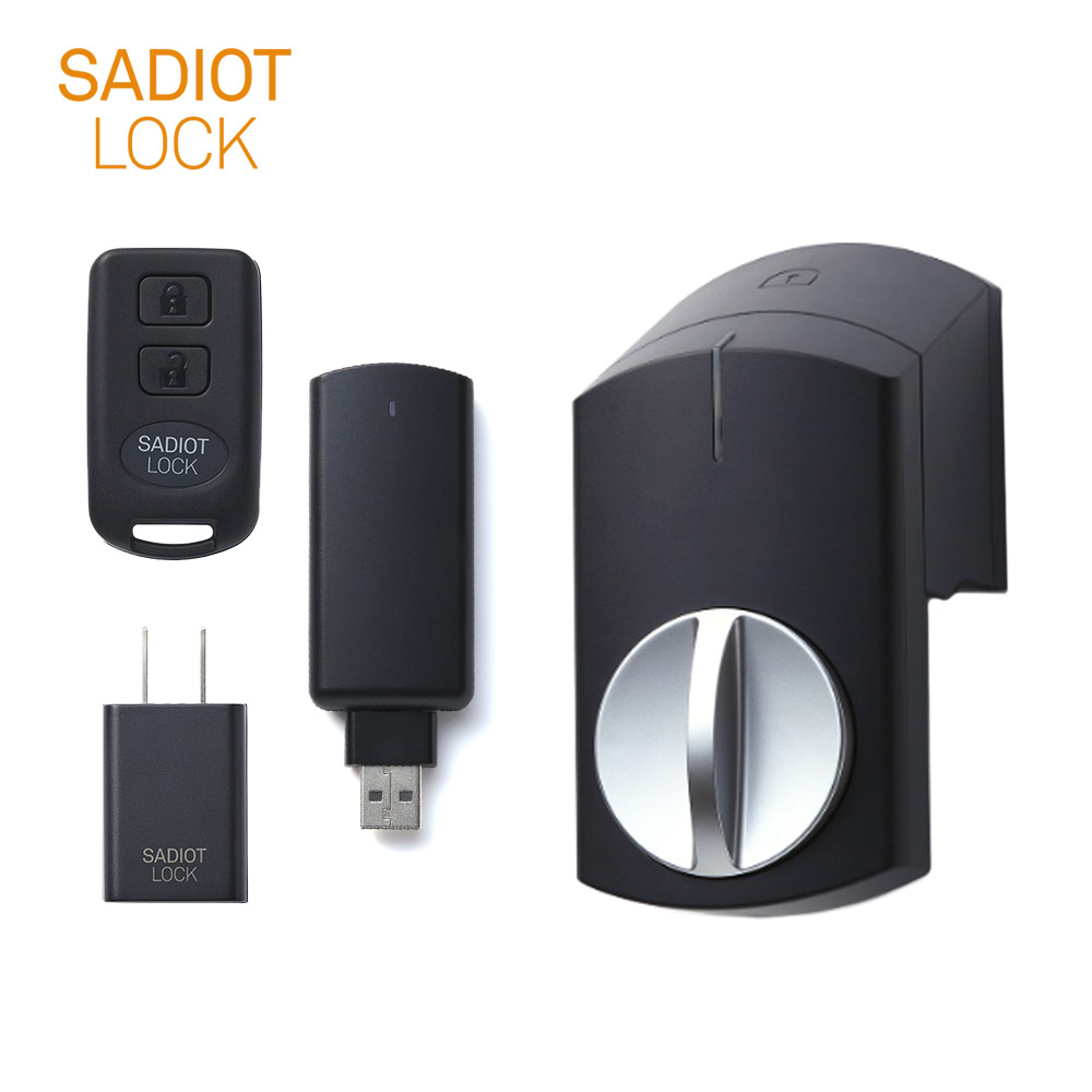 SADIOT LOCK スマートロック 本体(黒×1台) + Hub(黒×1個) + Key(1個) + アダプター(1個)【U-SHIN SHOWA サディオロック】