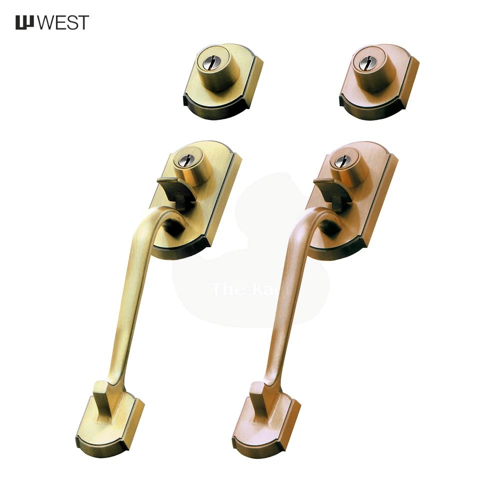 [2ロックセット] ウエスト 916 サムラッチハンドル錠 817 + 818 キー6本付【WEST 装飾錠】【2個同一キー】【ディンプルキー】