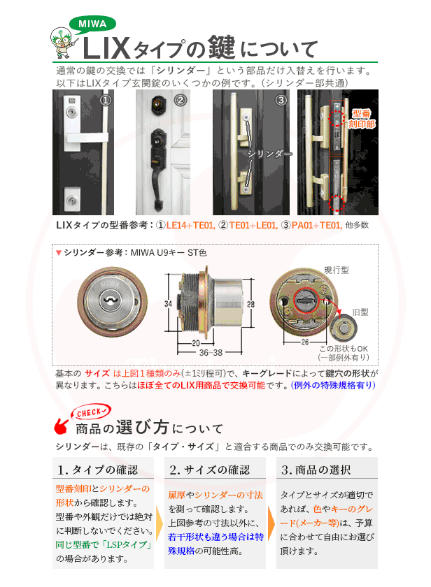 [特殊仕様][2ロックセット] 美和ロック PRシリンダー LIXタイプ(横全長40mm) MCY-508 塗装シルバー色 キー6本付【MIWA PR  TE0.CY SF 1K2L】【2個同一キー】【ディンプルキー】【