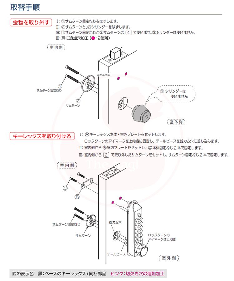 キーレックス 暗証番号錠 22293 片面ボタン式 本体鍵穴無し【長沢製作所 KEYLEX 他社取替え Bタイプ MIWA POSTE用】【扉 ...