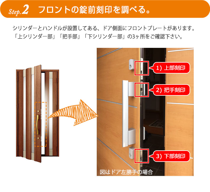 2. フロントの錠前刻印を調べる