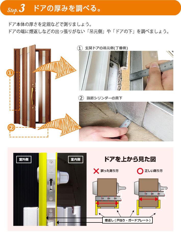 3. ドアの厚みを調べる